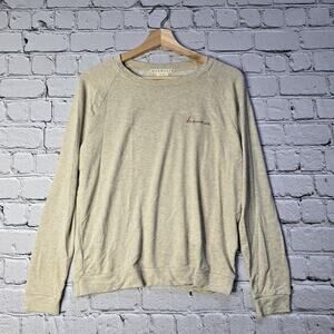 Magnolia Cream Beige Dreamer Stitch Embroidered Crew Neck Knit Top Size Small